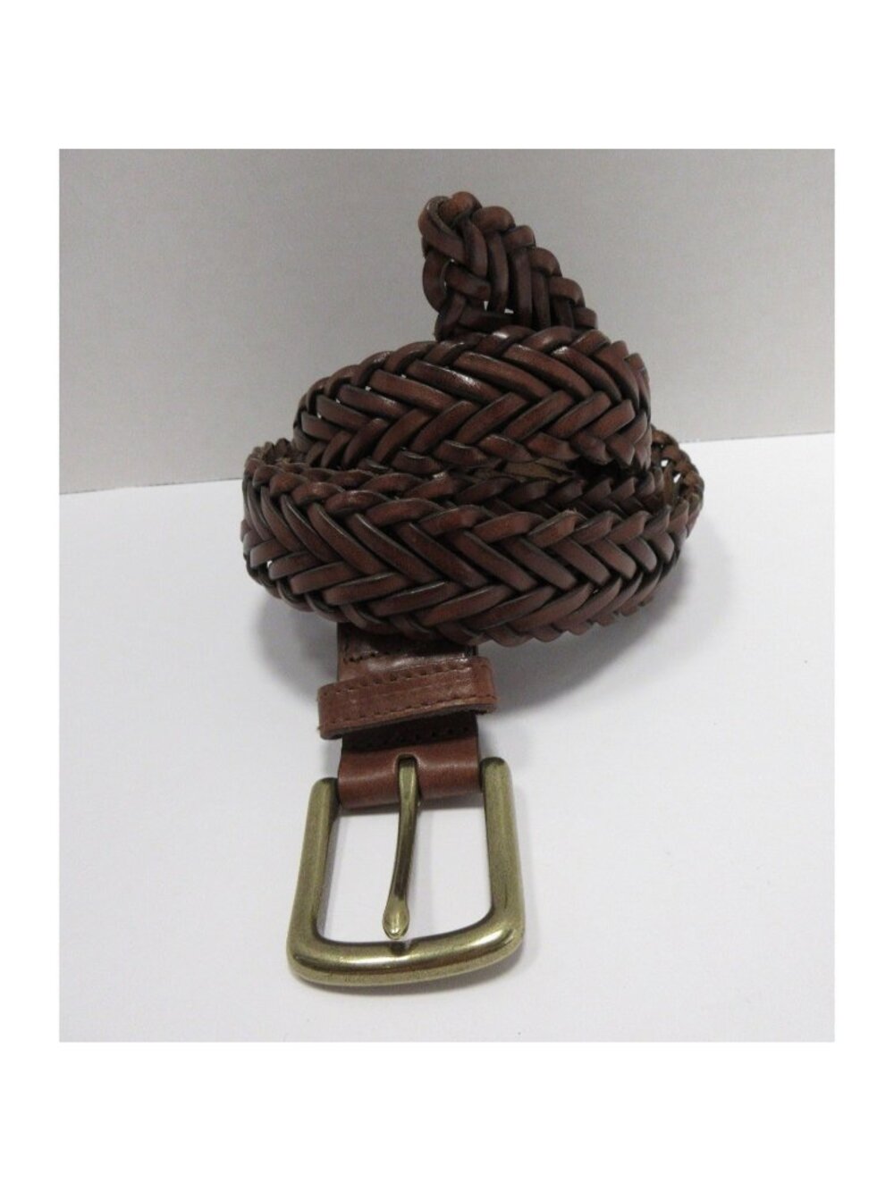 VINTAGE LL Bean Belt 44 Genuine Leather Braided Woven Made in UK